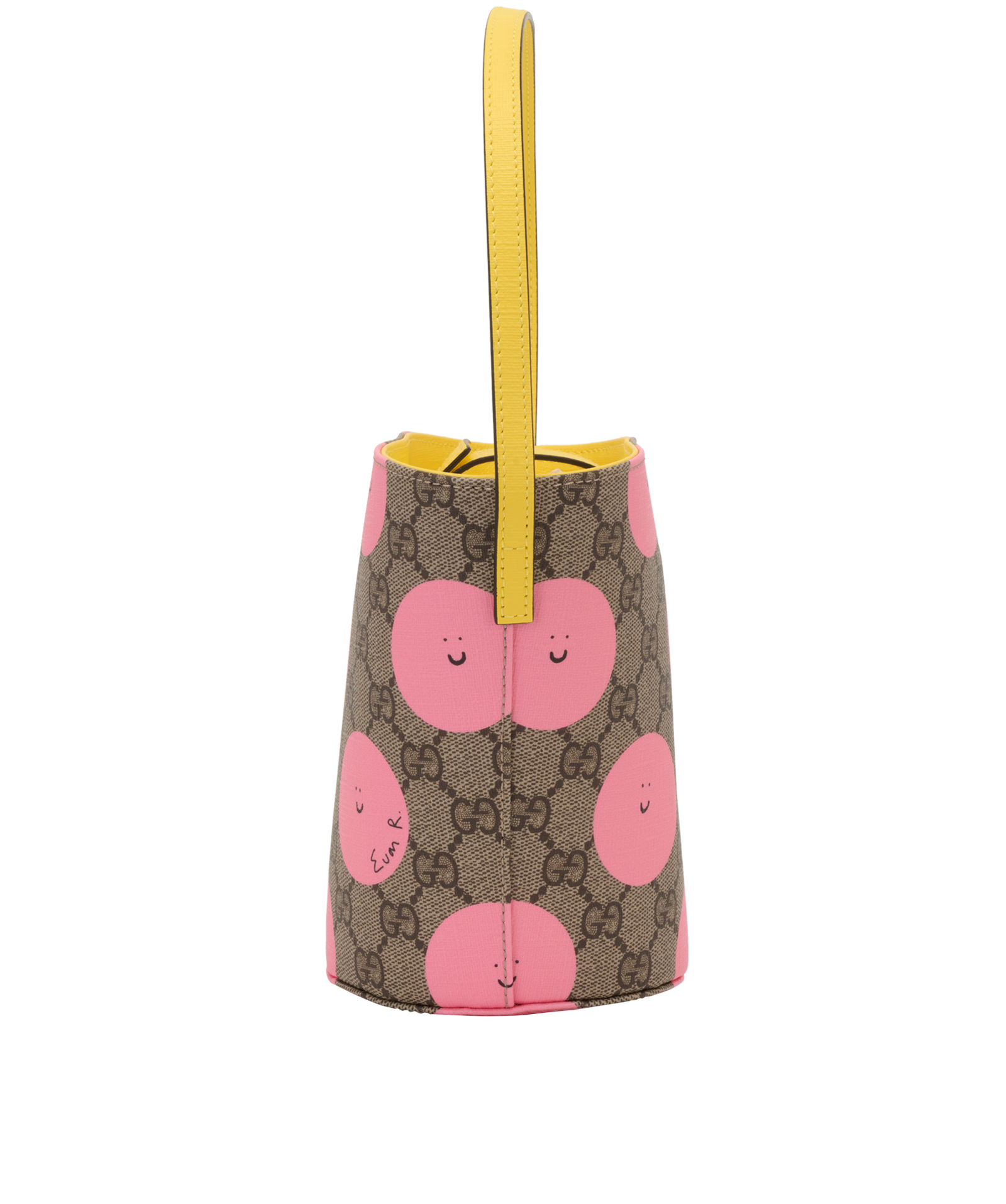 Printed GG Bucket Bag, &pound;350, Handbags, Beige/Pink/Yellow, Canvas/Coated Canvas, Bottom view